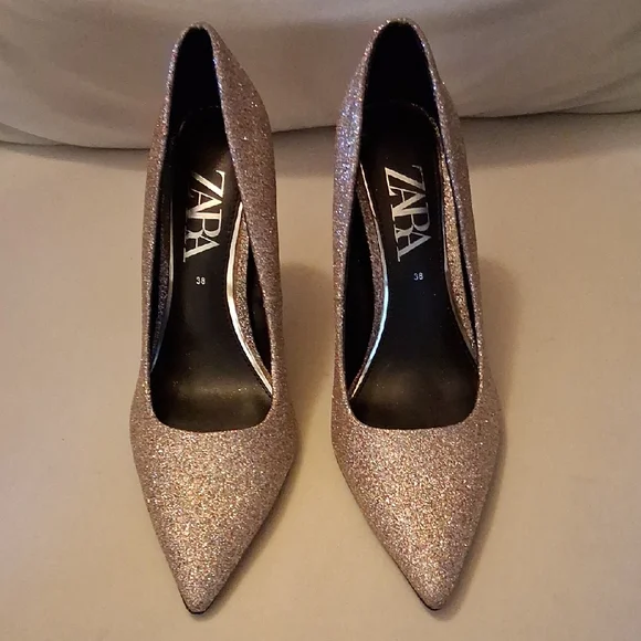 Zara Women's Sparkling Heels - Gold - Picture 1 of 4